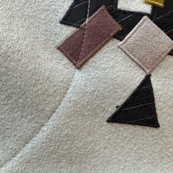 Beppa wool artistic casual blue embroidered size M jacket with shawl collar. - Picture 6 of 8